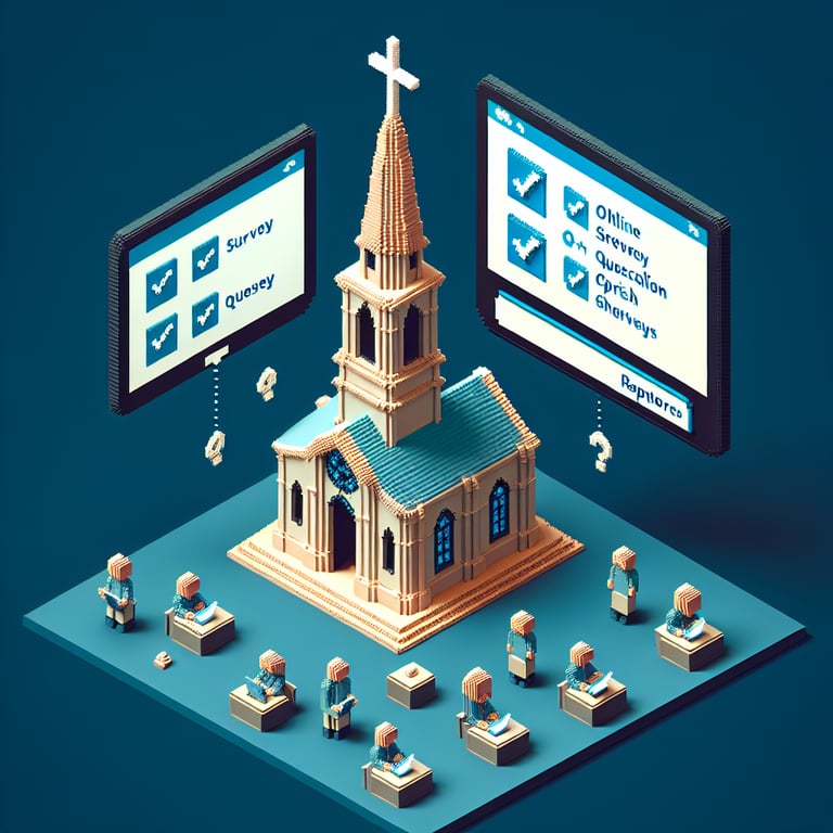 Artistic 3D voxel portrayal of parish survey engagement