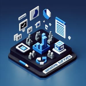 3D voxel art depicting online surveys, symbolizing Black History Month survey questions.