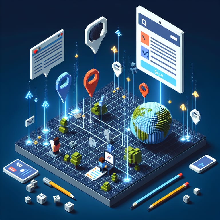 Artistic 3D voxel of a geospatial survey grid