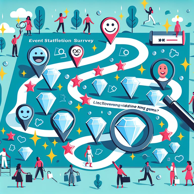 Illustration of key topics for Event Satisfaction survey questions revealing hidden insights.