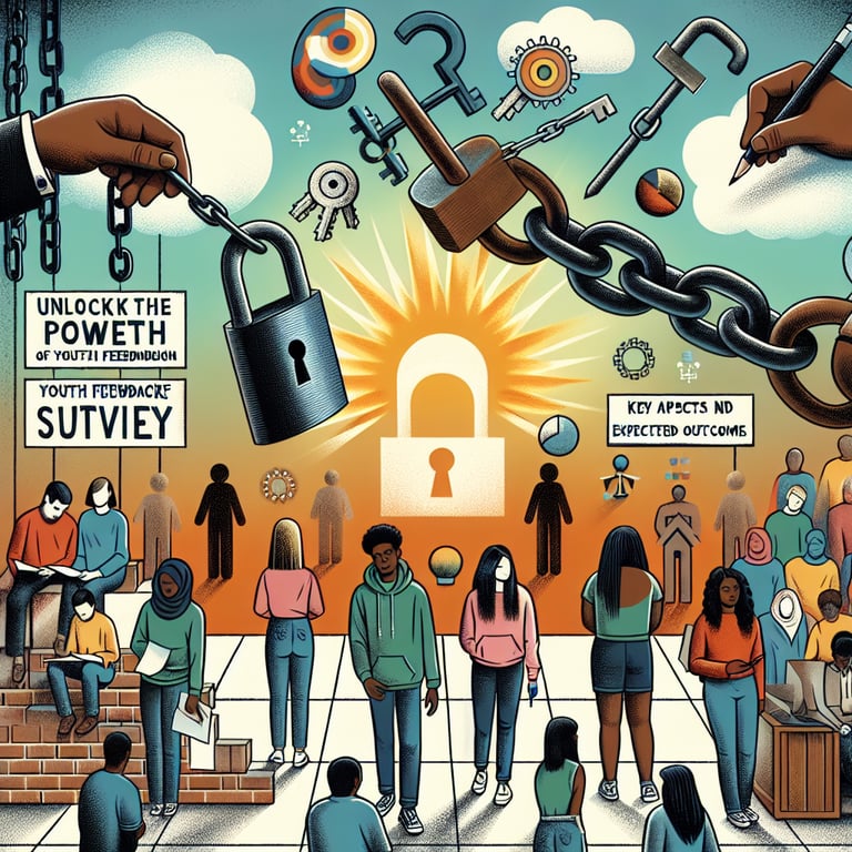 Illustration showcasing key aspects and expected outcomes of Youth Truth Feedback survey questions.