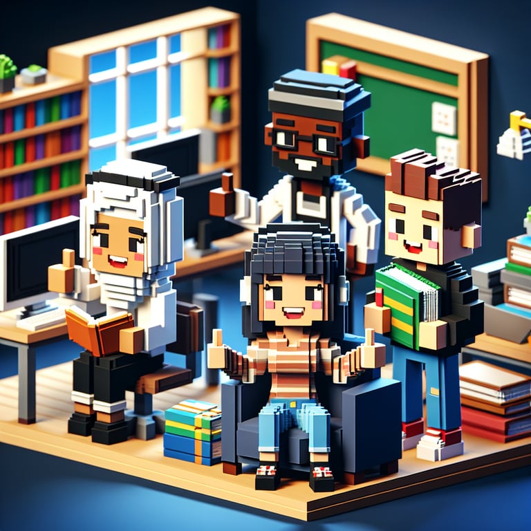 Artistic 3D voxel of academic survey feedback