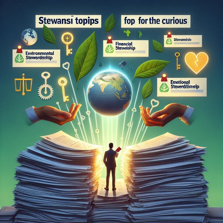 Illustration highlighting key topics to include in your Stewardship survey questions.