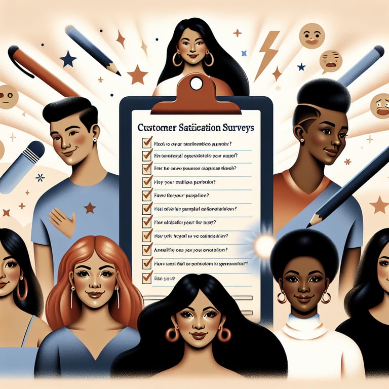 Illustration showcasing the concept of using customer satisfaction surveys in beauty salons.