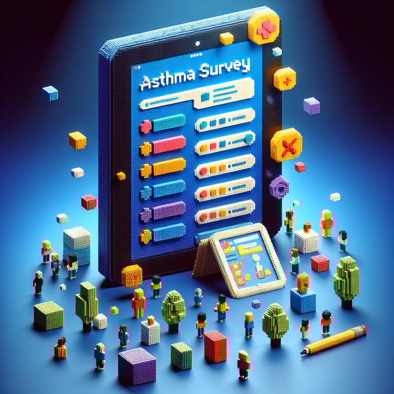 Artistic 3D voxel representation of an asthma feedback poll system