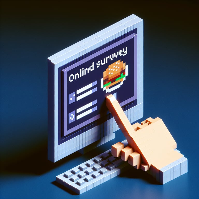 3D voxel art of interactive food feedback survey modules