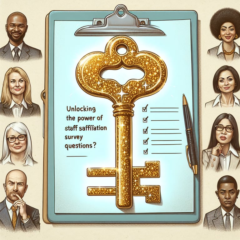 Illustration representing the concept of unlocking the power of Staff Satisfaction Survey questions.