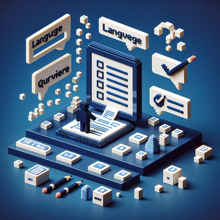 3D voxel art of linguistic data tapestry