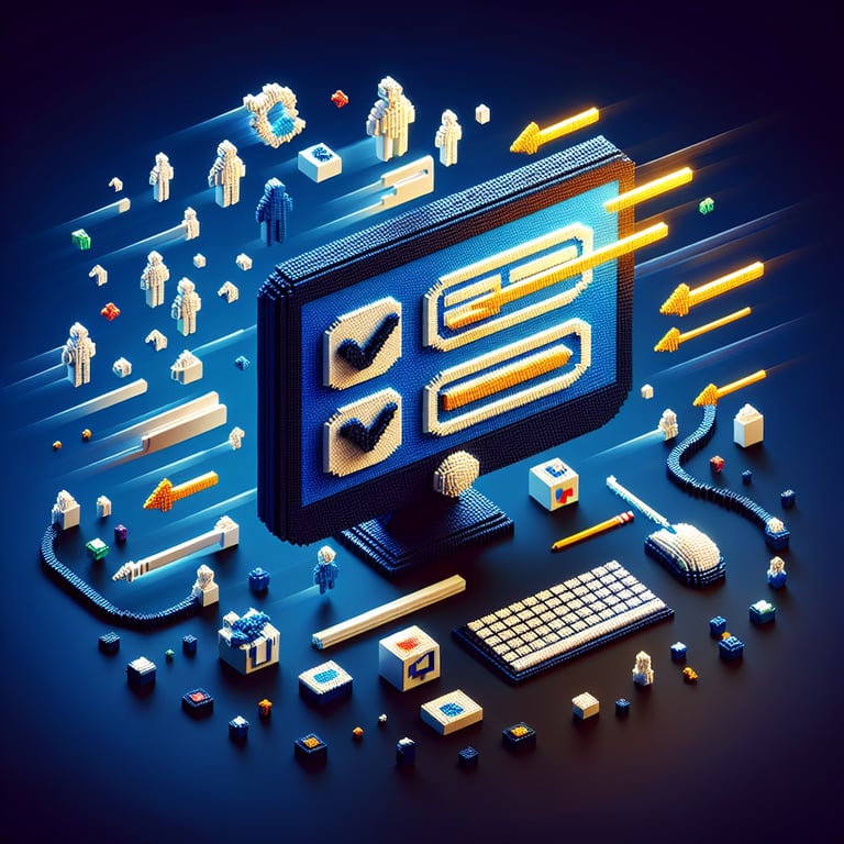 Artistic 3D voxel representing agile survey workflows