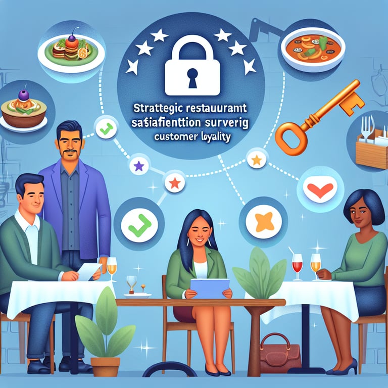 Illustration of unlocking customer loyalty through strategic Restaurant Customer Satisfaction survey questions.