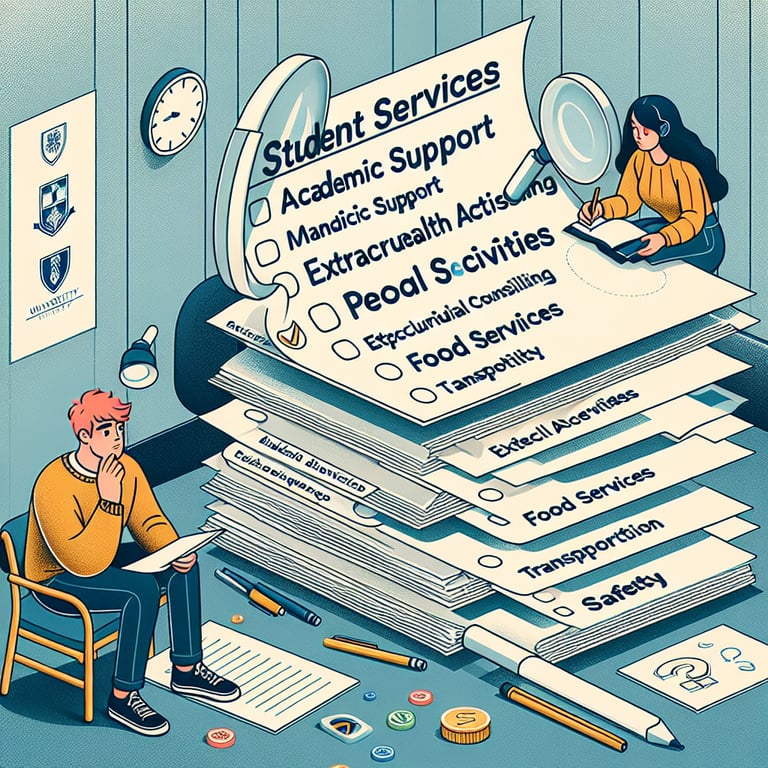 Illustration of significant topics for designing Student Services survey questions.