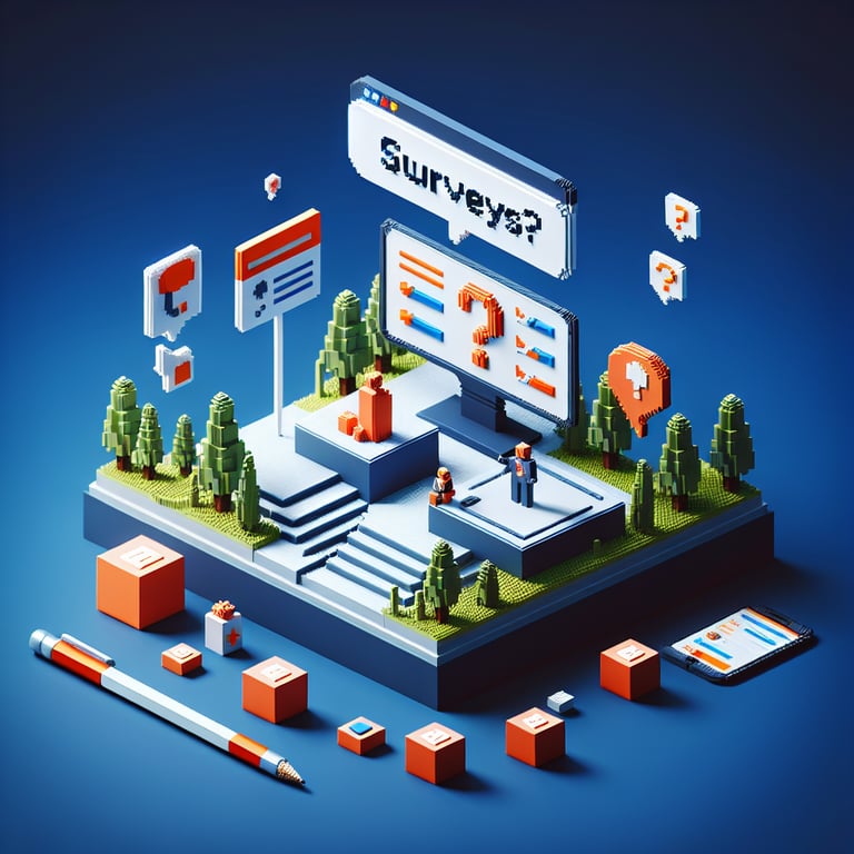 Artistic 3D voxel visualizing student survey insights