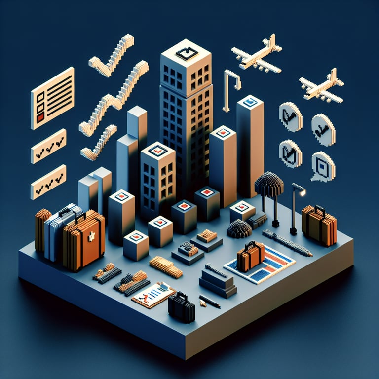 Artistic 3D voxel illustrating corporate travel survey insights