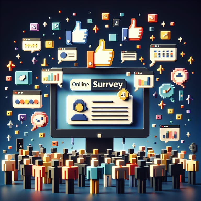 Artistic 3D voxel poll design for startup survey samples