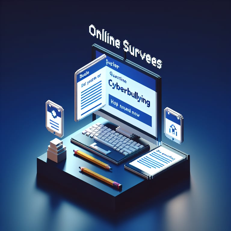 Artistic 3D voxel representing digital questionnaire on cyberbullying