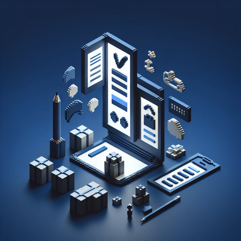 Artistic 3D voxel art of product sampling dashboard