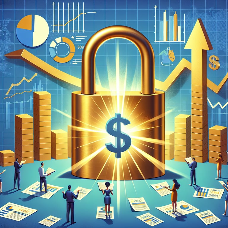 Illustration depicting the concept of unlocking business growth through ROI survey questions.