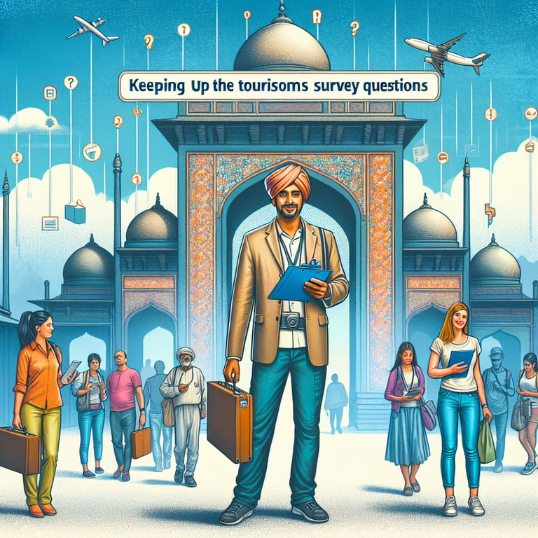 Illustration highlighting the role of tourism survey questions in tracking tourism trends.