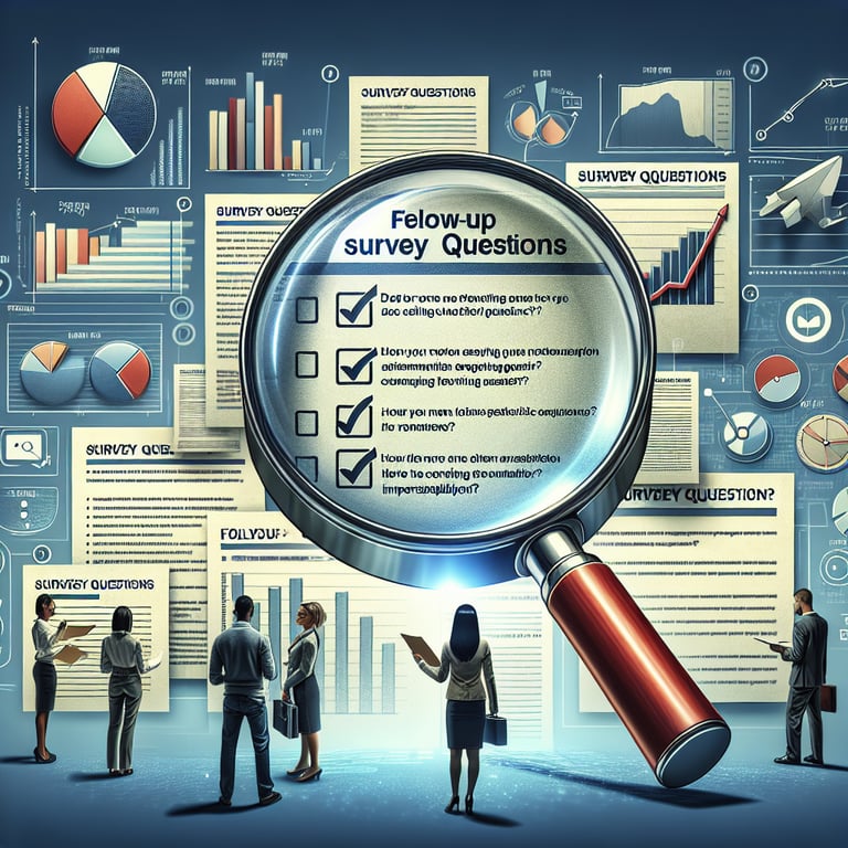 Infographic showing the relevance and statistics of Follow Up survey questions.