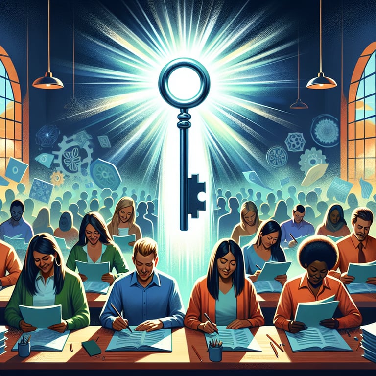 Illustration depicting the concept of unlocking teacher potential through Teacher Needs survey questions.