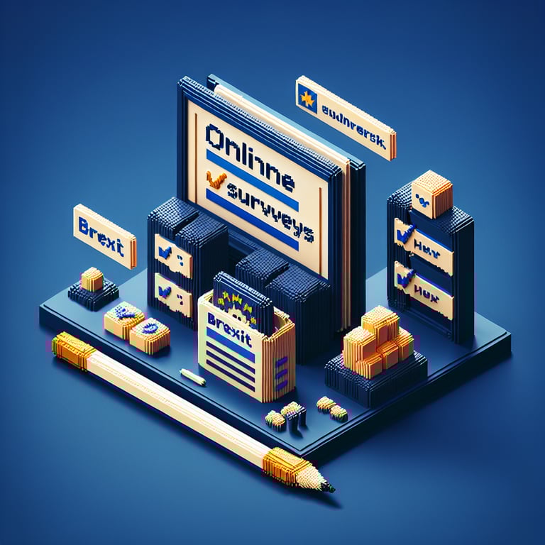 Artistic 3D voxel rendering of a Brexit referendum survey process.