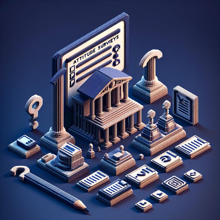 Artistic 3D voxel art of opinion evaluation blocks