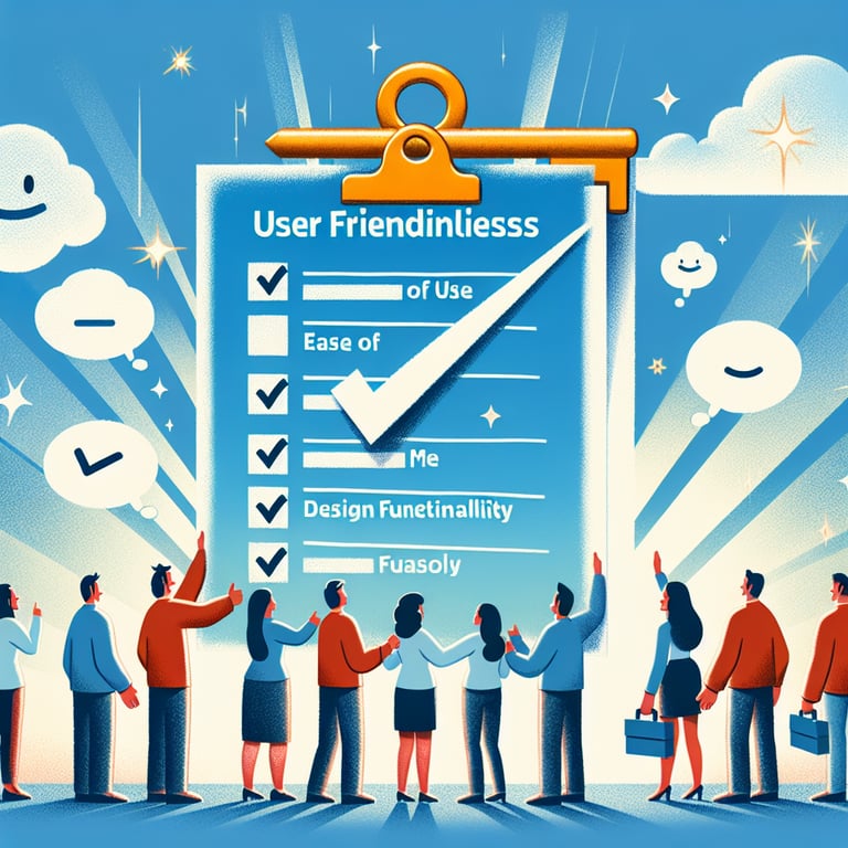 Illustration highlighting key aspects of User Friendliness survey questions and potential outcomes.