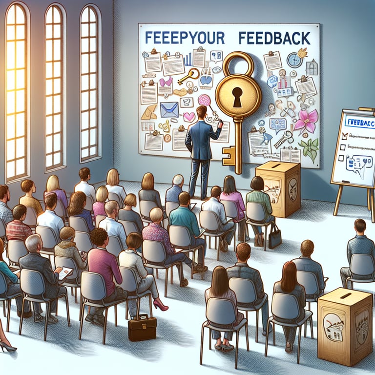 Illustration highlighting the importance of Town Hall Meeting Feedback survey questions.