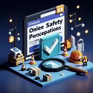 3D voxel art depicting online surveys, emphasizing the concept of free safety perception surveys.