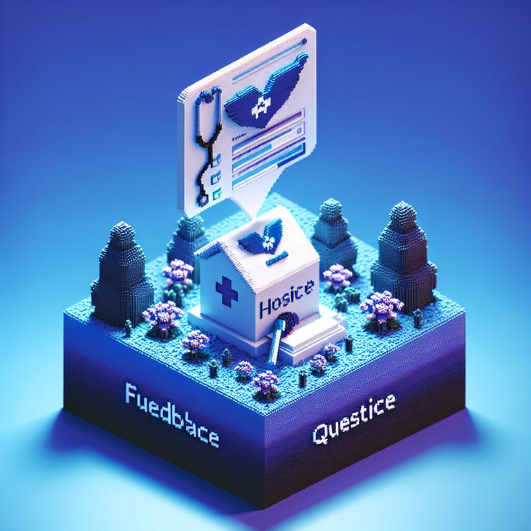 Creative 3D voxel visual of hospice care satisfaction poll