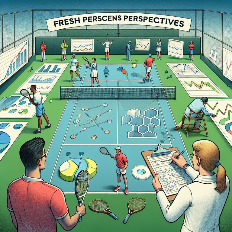 Illustration representing the exploration of relevant topics through Tennis survey questions.