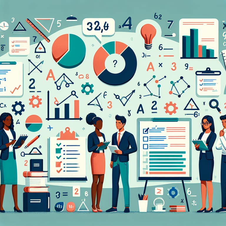 Illustration of various topics for Math Survey for Students survey questions.