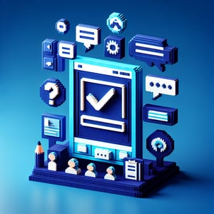 3D voxel art depicting the concept of nonmonogamy philosophy surveys on a dark blue background.