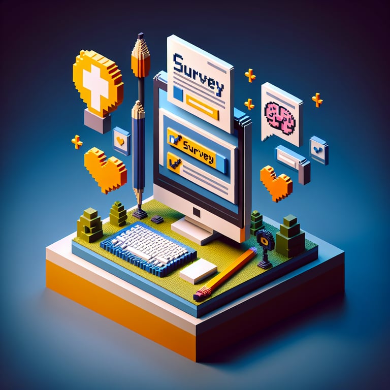 Artistic 3D voxel model illustrating a comprehensive adolescent depression survey