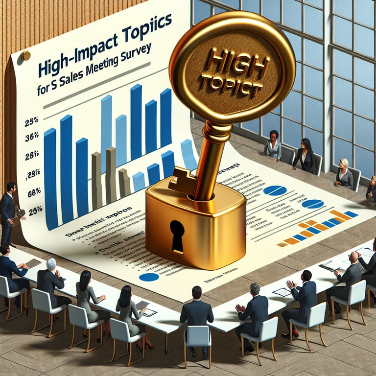 Illustration depicting the concept of unlocking high-impact topics for Sales Meeting survey questions.