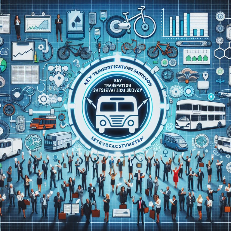 Key Transportation Satisfaction survey questions and expected outcomes illustration.