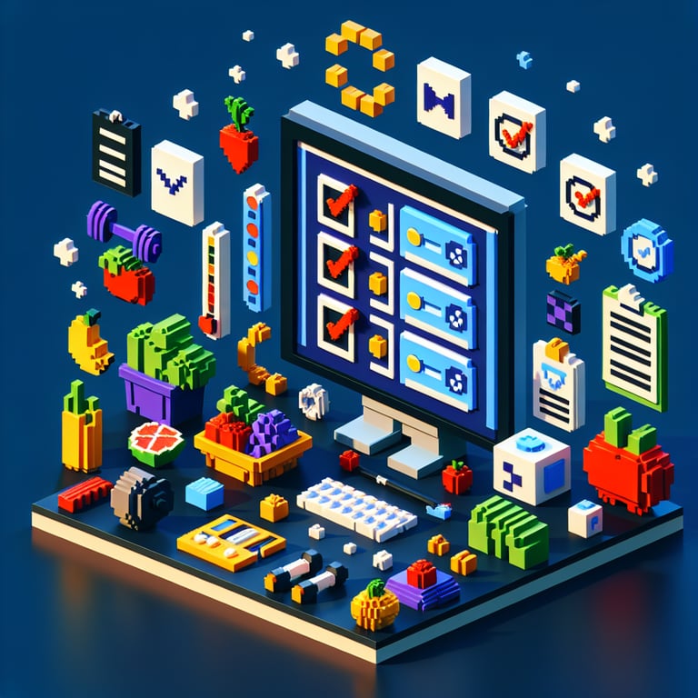 Vibrant 3D voxel design symbolizing a comprehensive well-being questionnaire