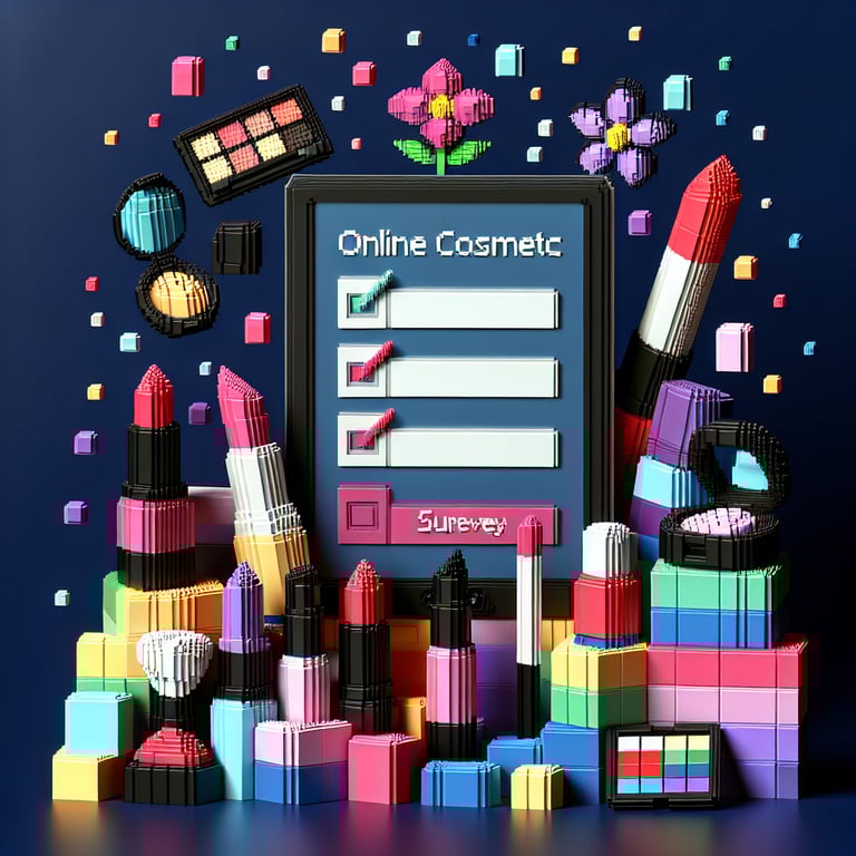 Elegant 3D voxel grid representing cosmetic preferences polling