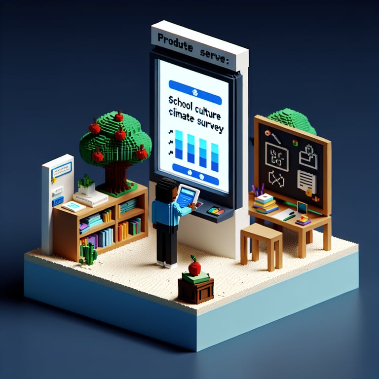 Artistic 3D voxel of vibrant school culture evaluation