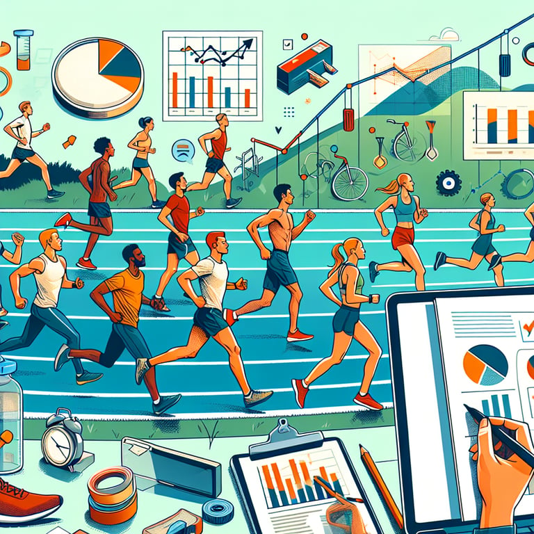 Illustration highlighting relevant running topics through the use of running survey questions.