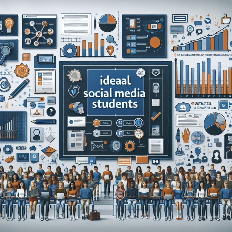 Illustration outlining Social Media for Students survey questions and expected outcomes.