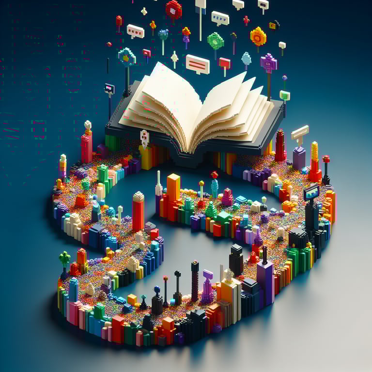 3D voxel artwork illustrating insightful survey question themes