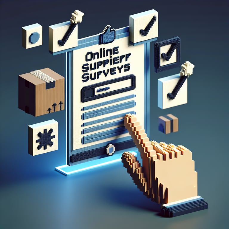 Artistic 3D voxel art illustrating vendor feedback loop