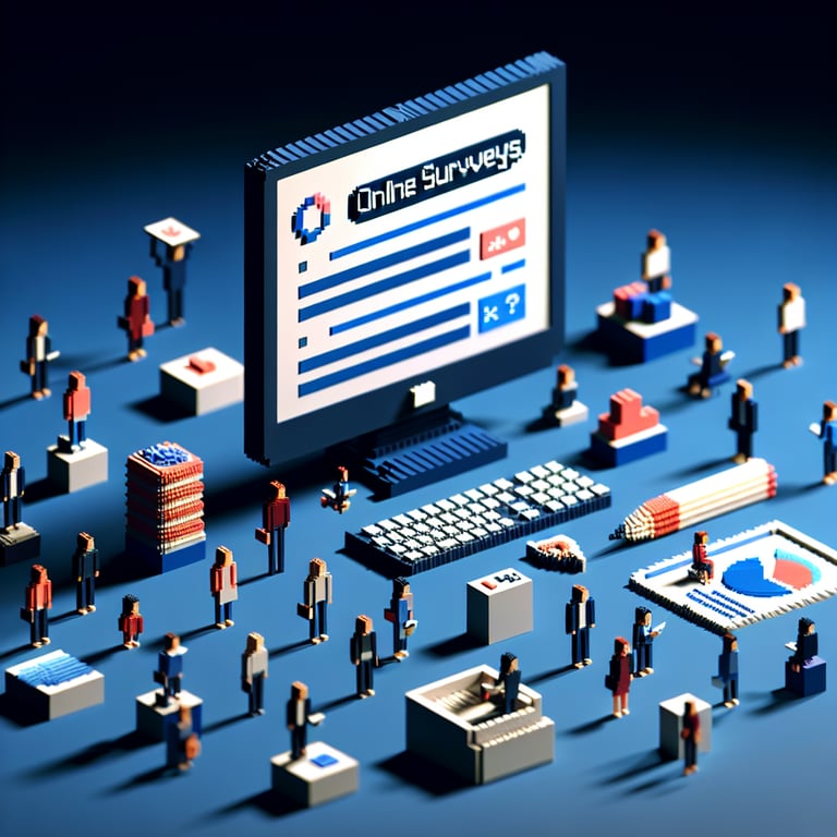 Artistic 3D voxel of event feedback platform showcasing a survey example