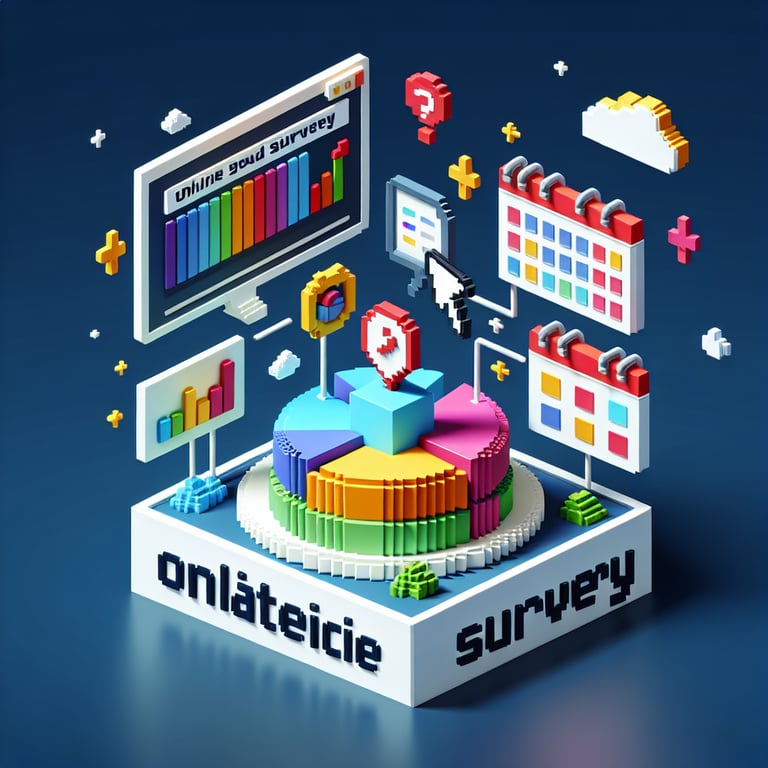 Artistic 3D voxel of strategic roadmap polling interface