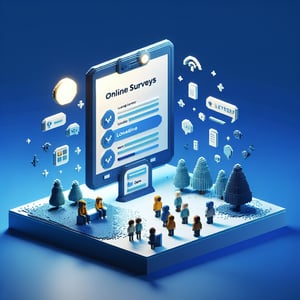 3D voxel art depicting online surveys on children