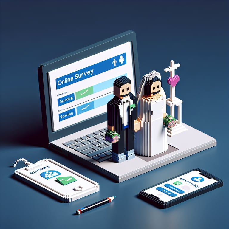 3D voxel art showcasing couples survey concept
