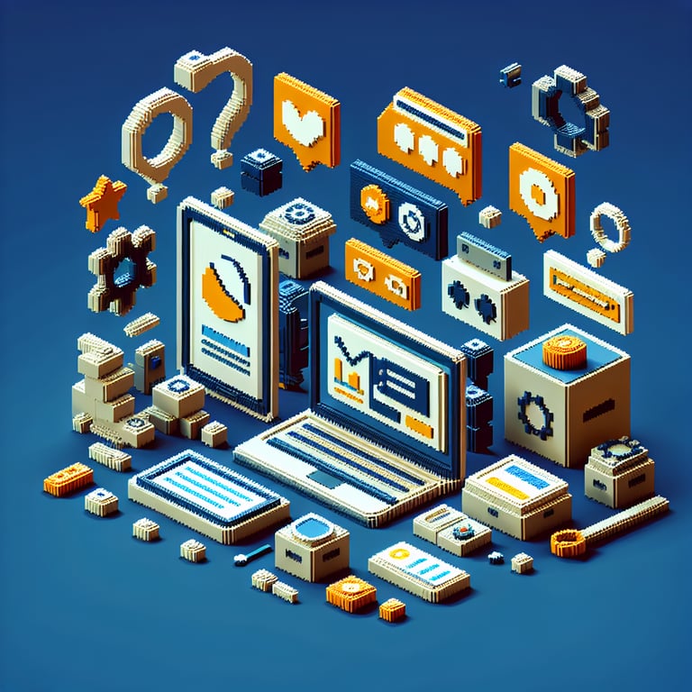 Artistic 3D voxel of service survey insights