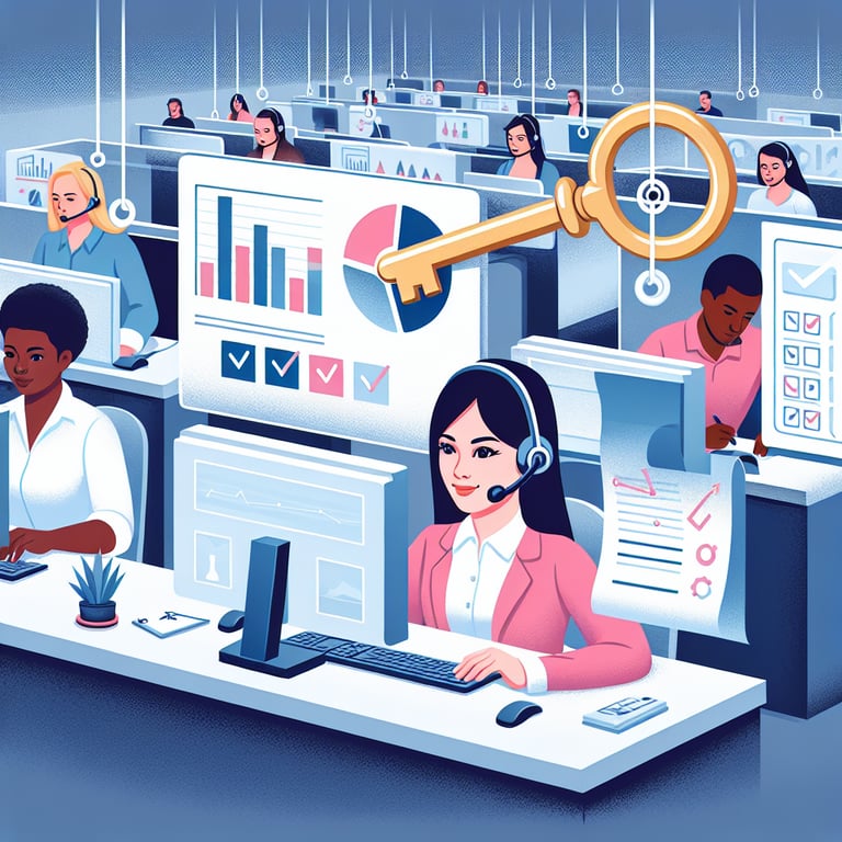 Illustration depicting the concept of effective Call Center survey questions.