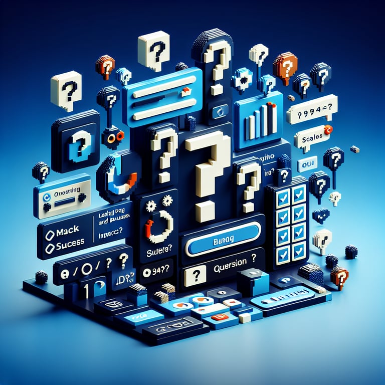 Artistic 3D voxel visualization of online polls, reflecting impact measurement and success tracking